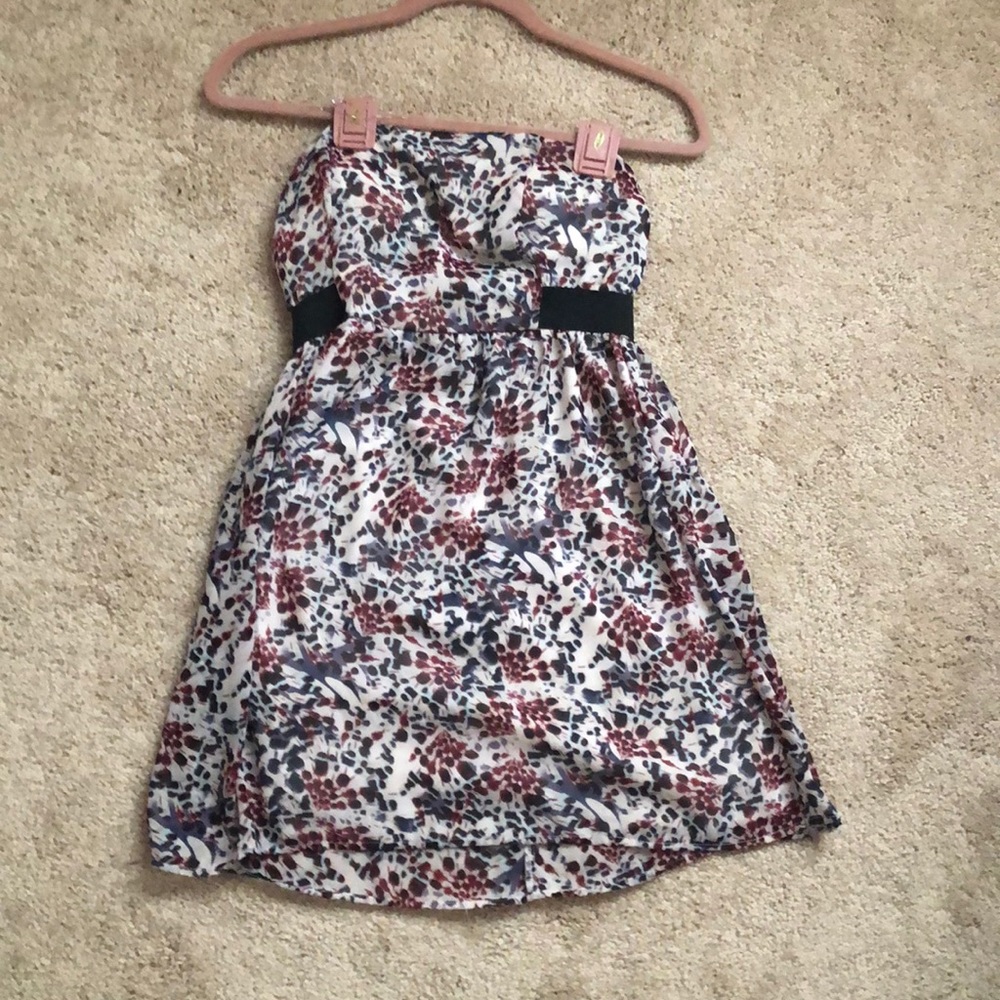 Speckled print strapless dress